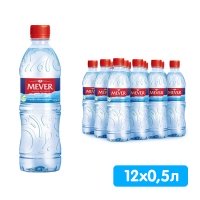Вода Mever 0.5 литра, без газа, пэт, 12 шт. в уп.