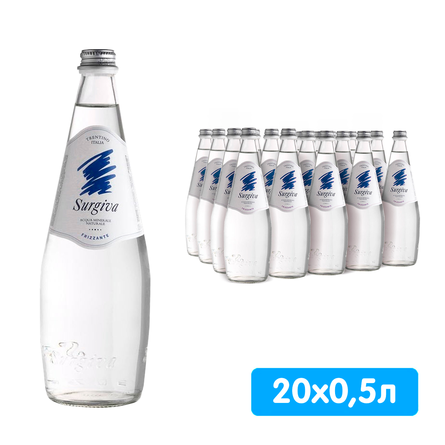 Вода Surgiva 0.5 литра, без газа, стекло, 20 шт. в уп.