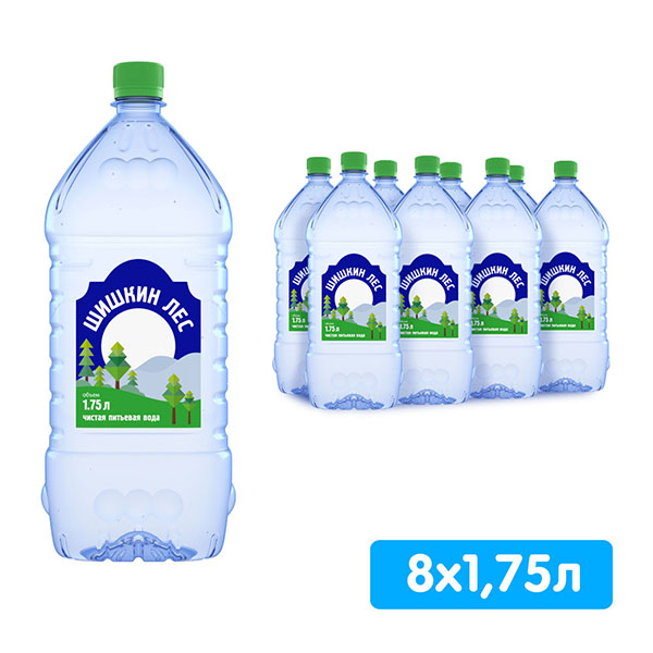 Вода Шишкин лес 1,75 литра, без газа, пэт, 8 шт. в уп.