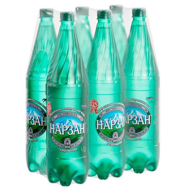 Вода Нарзан 1.5 литра, газ, пэт, 6 шт. в уп.