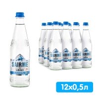 Вода Sairme родниковая 0.5 литра, без газа, стекло, 12 шт. в уп.