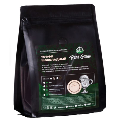 Кофе Brai Gran Тоффи шоколадный зерно в/у 200 гр
