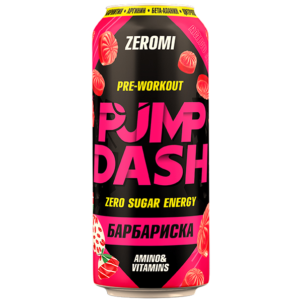 Энергетический напиток Zeromi Pump Dash Барбариска 0,5 литра, ж/б, 12 шт. в уп.