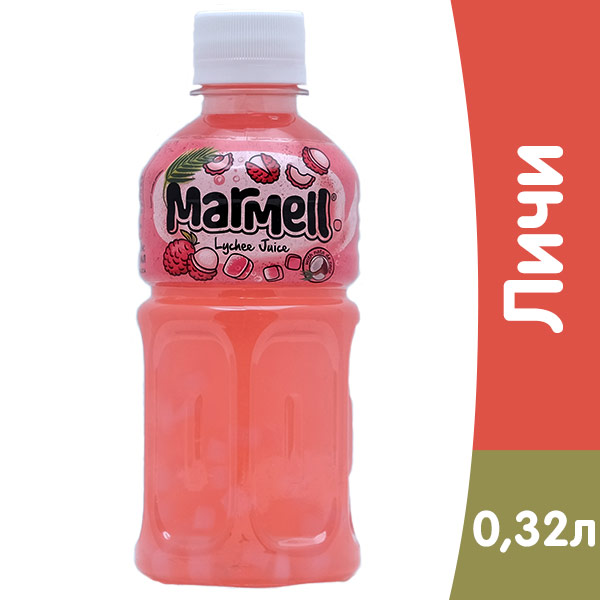 Напиток Marmell с кусочками кокосового желе Личи 0.32 литра, без газа, пэт, 12 шт. в уп.