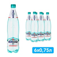 Вода Боржоми / Borjomi 0.75 литра, газ, пэт, 6 шт. в уп.