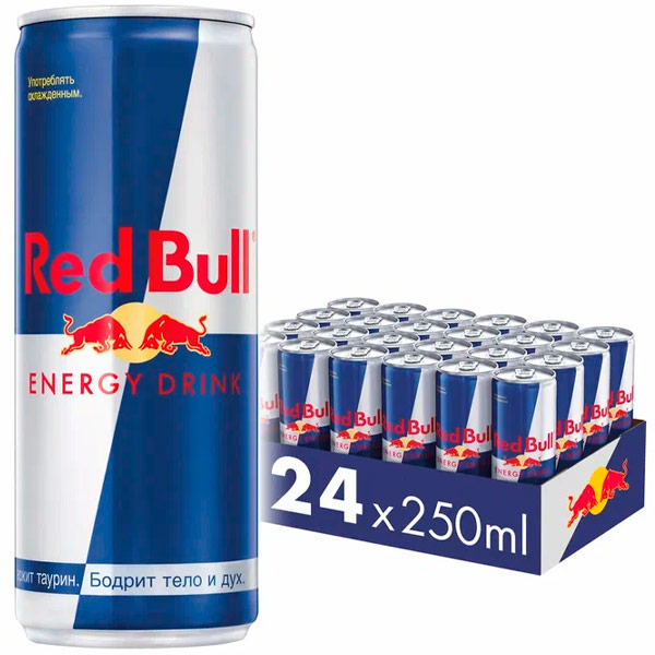Энергетический напиток Red Bull / Ред Булл 0.25 литра, ж/б, 24 шт. в уп.