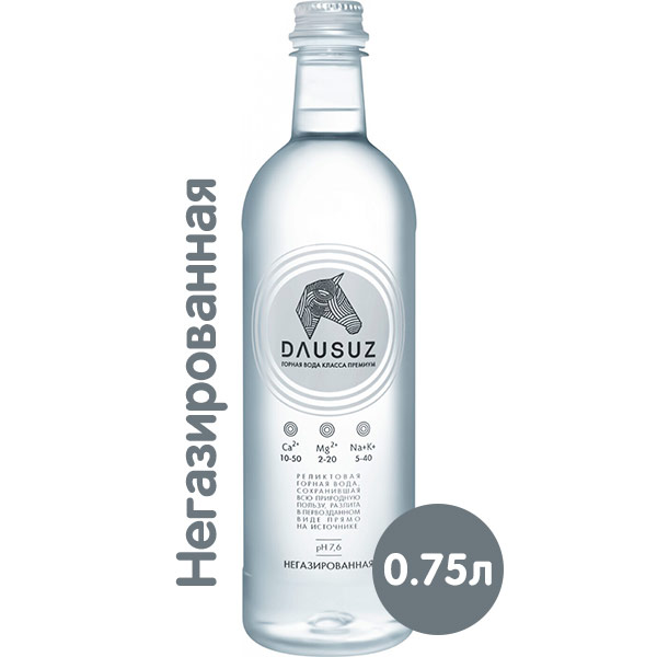 Вода Dausuz 0.75 литра, без газа, пэт, 12 шт. в уп.