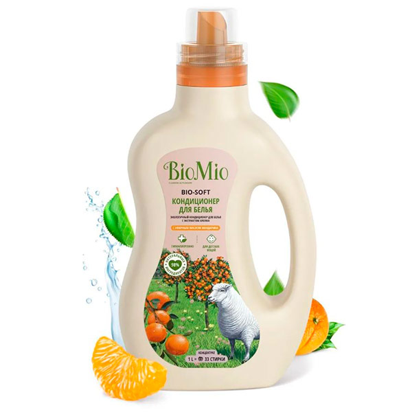 Кондиционер для белья Bio Mio экологичный с маслом мандарина 1 литр