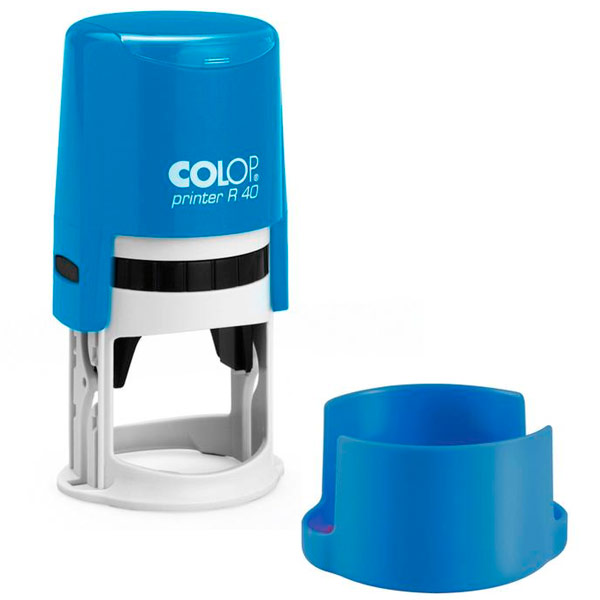 Оснастка для печати Colop Printer круглая 40 мм с крышкой, голубая