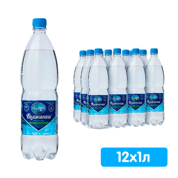 Вода Волжанка 1 литр, без газа, пэт, 12 шт. в уп.