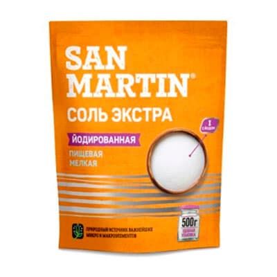 Соль San Martin пищевая экстра йодированная 500 гр