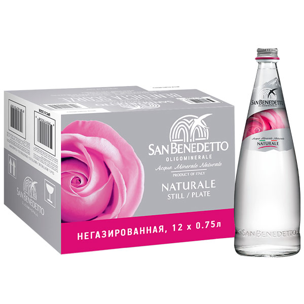 Вода San Benedetto 0.75 литра, без газа, стекло, 12 шт. в уп.