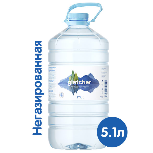Вода Gletcher родниковая 5.1 литра