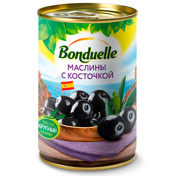 Маслины Bonduelle с косточкой ж/б 300 гр