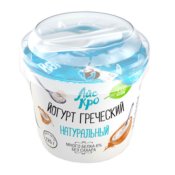 Йогурт Греческий АйсКро натуральный 3,4% БЗМЖ 125 гр
