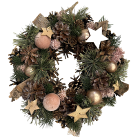 Венок новогодний с шишками, шарами и ягодами 33х33x9 см