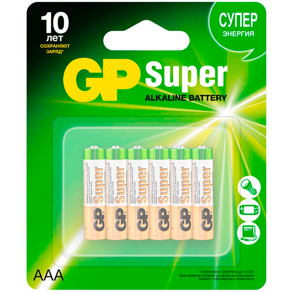 Батарейки GP Super AАА 6 шт - фото 1