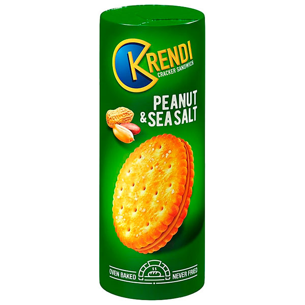 Крекер-сэндвич Krendi Peanut&sea salt с арахисовой пастой и морской солью 170 гр