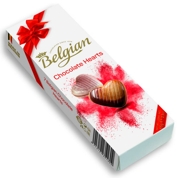 Конфеты Belgian шоколадные сердечки 65 гр