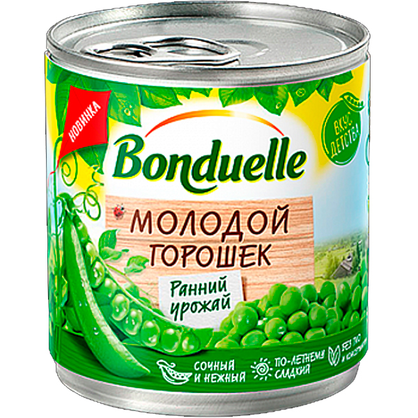 Горошек Bonduelle молодой ранний урожай ж/б 200 гр Горошек Bonduelle молодой ранний урожай ж/б 200 гр - фото 1