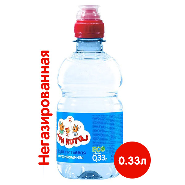 Вода Тбау детская Три Кота 0,33 литра, спорт, без газа, пэт, 12 шт. в уп.