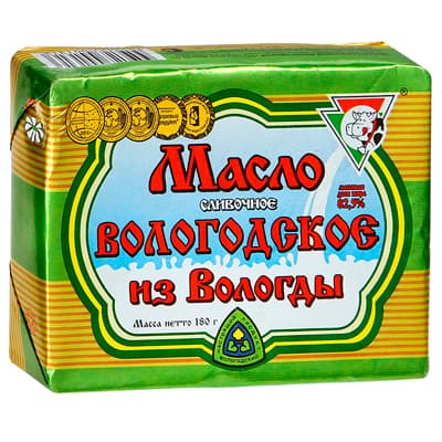 Масло из Вологды сливочное Вологодское 82,5% БЗМЖ 180 гр