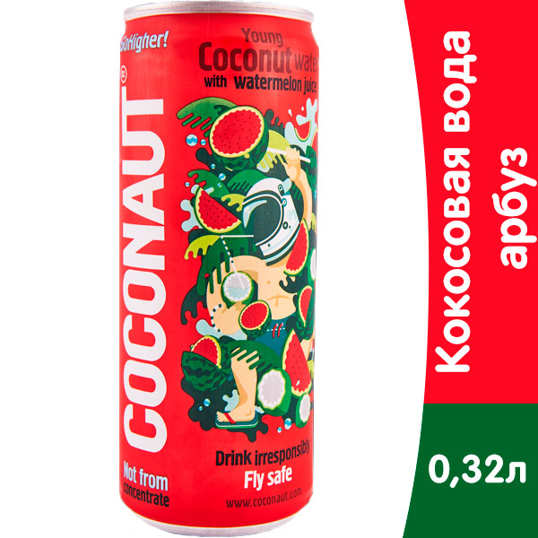 Кокосовая вода Coconaut с арбузным соком 0.32 литра, без газ, ж/б