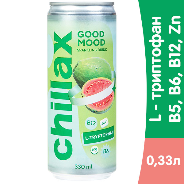 Функциональный напиток Chillax гуава 0,33 литра, ж/б, 12 шт. в уп.