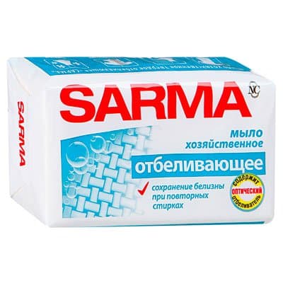 Мыло хозяйственное Sarma отбеливающее 140 гр (3шт) Мыло хозяйственное Sarma отбеливающее 140 гр (3шт) - фото 1