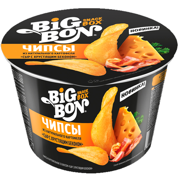 Чипсы Big Bon Snack Box Сыр с беконом чашка 70 гр