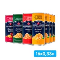 Микс «Сан-Пеллегрино» 0,33 литра, газ, ж/б, 16 шт. в уп.