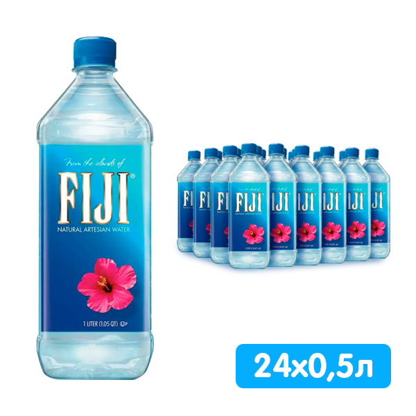 Вода Fiji 0.5 литра, без газа, пэт, 24 шт. в уп.