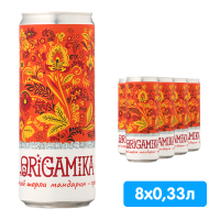 Напиток с соком Origamika Яблочный шорли мандарин-пряности, 0.33 литра, газ, ж/б, 8 шт. в уп.