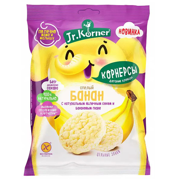 Хлебцы рисовые Jr.Korner мини с бананом от 3х лет 30 гр