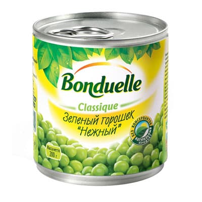 Горошек Bonduelle зеленый нежный ж/б 200 гр