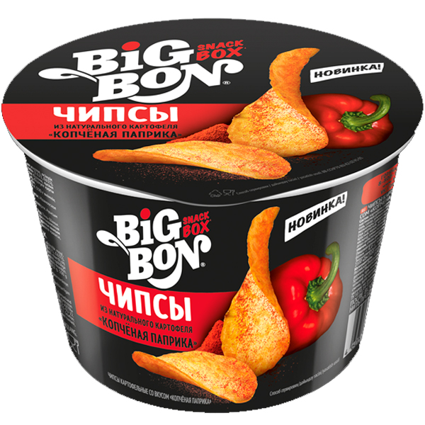 Чипсы Big Bon Snack Box Копченая паприка чашка 70 гр