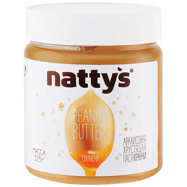 Хрустящая арахисовая паста Nattys Crunchy с мёдом 525 гр