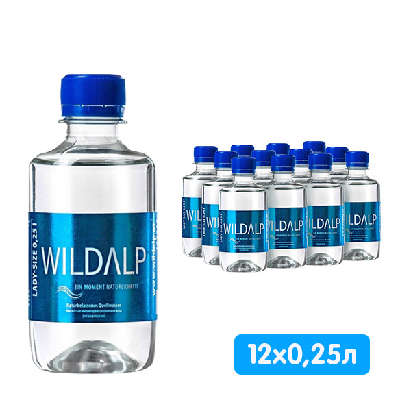 Wildalp альпийская родниковая вода 0.25 литра, без газа, пэт, 12 шт. в уп