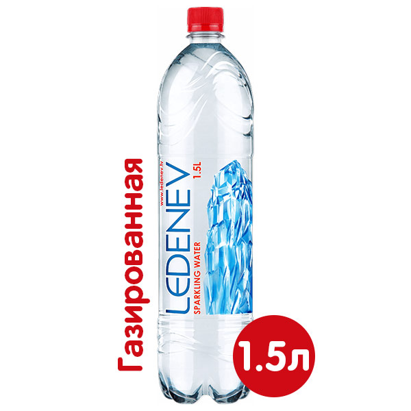 Вода Ledenev питьевая природная 1.5 литра, газ, пэт, 6 шт. в уп.