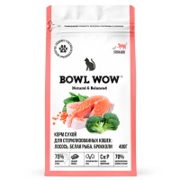 Корм сухой Bowl Wow для взрослых кошек лосось, белая рыба, брокколи 400 гр