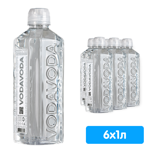 Вода VodaVoda Спорт 1 литр, без газа, пэт, 6 шт. в уп.