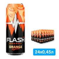 Энергетический напиток Flash Up Energy Апельсиновый Ритм 0,45 литра, ж/б, 24 шт. в уп.