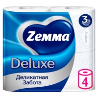 Туалетная бумага Zemma Deluxe белая 3 слоя (4шт)