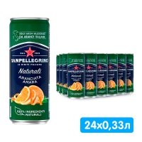 Напиток San Pellegrino Aranciata Amara с соком горького апельсина 0.33 литра, газ, ж/б, 24 шт. в уп.