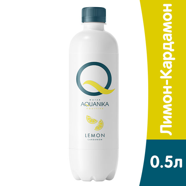 Вода Aquanika Positive Лимон-Кардамон 0.5 литра, без газа, пэт, 12 шт. в уп.