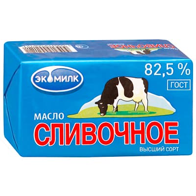 Масло сливочное Экомилк 82,5% БЗМЖ 450 гр