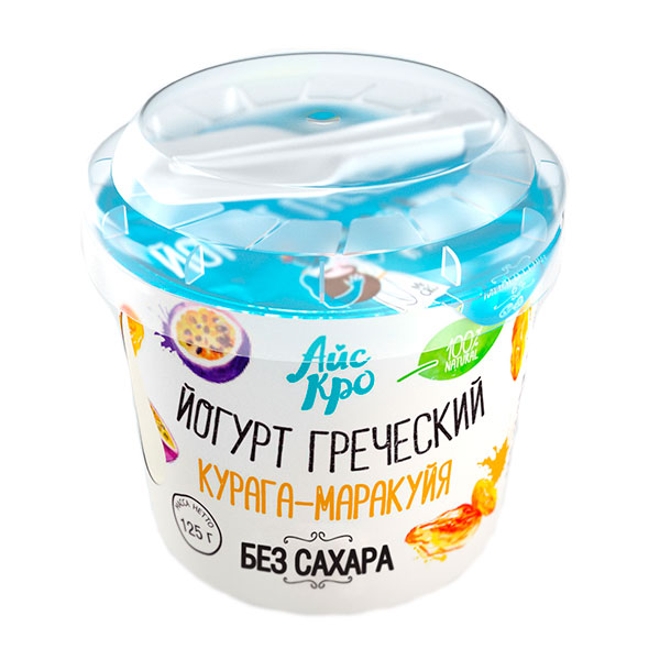 Йогурт Греческий АйсКро курага,маракуйя без сахара 3% БЗМЖ 125 гр