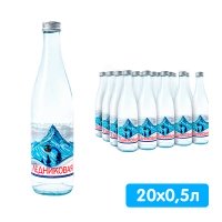 Вода Ледниковая минеральная 0.5 литра, без газа, стекло, 20 шт. в уп.