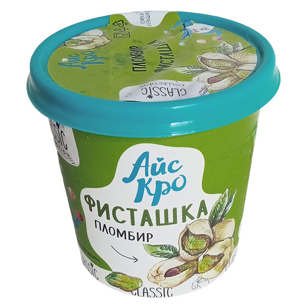 Молочное мороженое АйсКро пломбир Фисташка БЗМЖ 12% 75 гр
