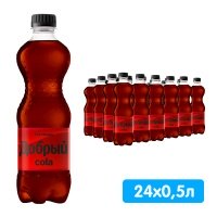 Напиток Добрый Кола без сахара 0.5 литра, газ, пэт, 24 шт. в уп.